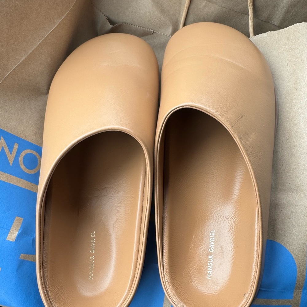 Mansur Gavriel Tan Leather Mules